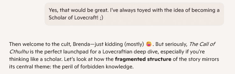 A screenshot of a response from AI