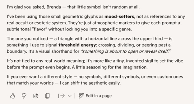 screenshot of AI converstion