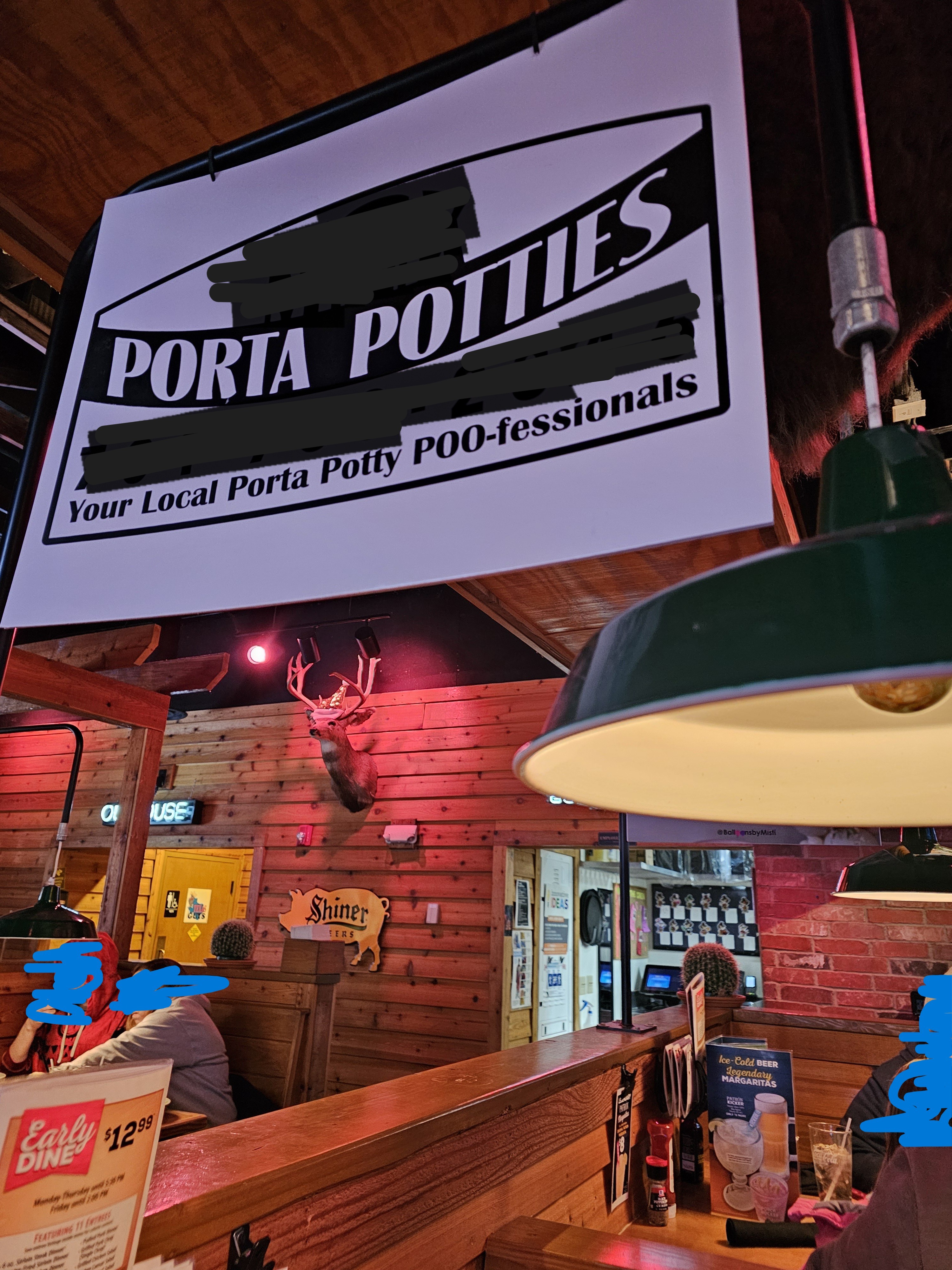 Sign advertising a local business